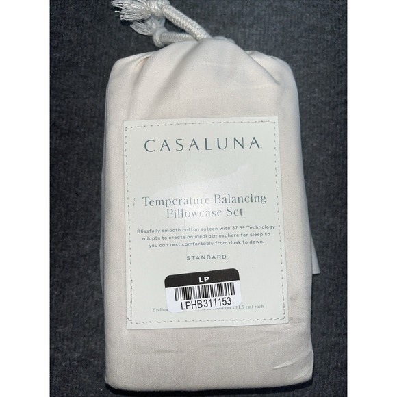 Casaluna Standard Size 300 TC Temperature Regulating Pillowcase Set - White - Picture 1 of 2